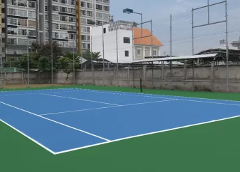 Sơn 5 lớp sân tennis có Cao Su Chống Nứt POLYURETHANE TOPTENNIS trên ciment