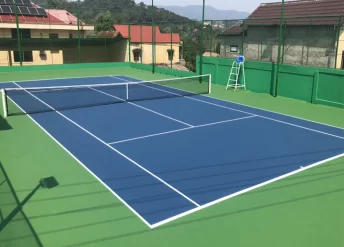 Sơn 4 lớp sân tennis với Sơn cao su chống nứt CUSHION MIXSPORTS trên xi măng